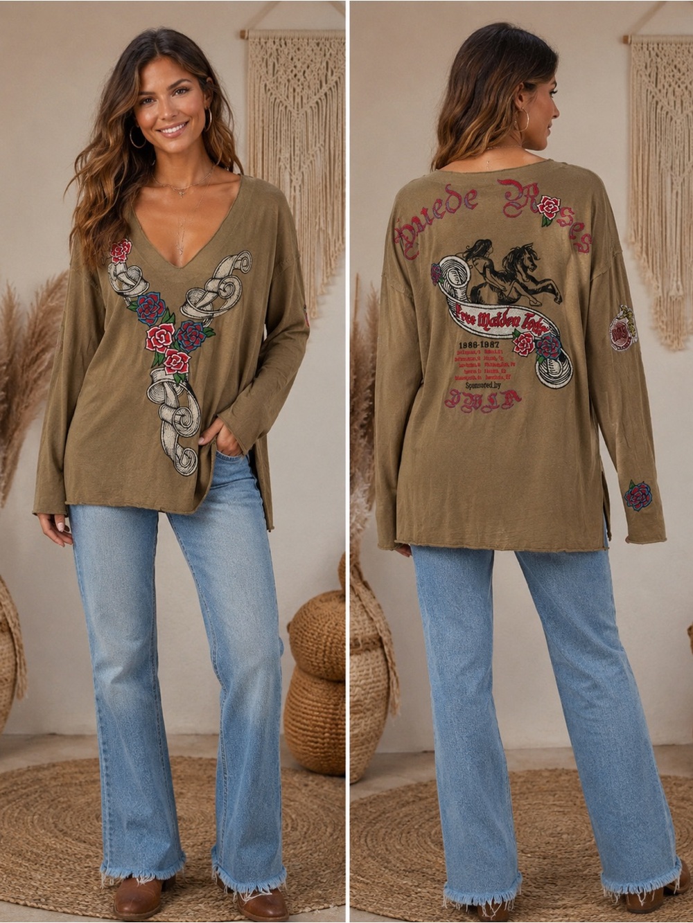Johnny Was Embroidered Scroll Top ⭐️ 🌹